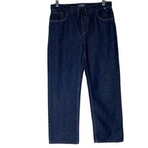 Old Navy Blue Denim Elastic Waist Drawstring Pull On Straight Jeans 14 XXL